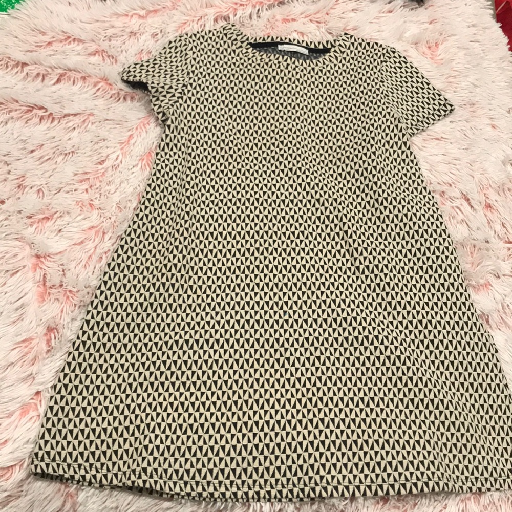 Printed black and cream dress